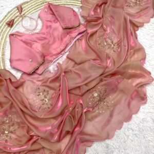 Women’s Designer Organza Saree with Embroidered Blouse