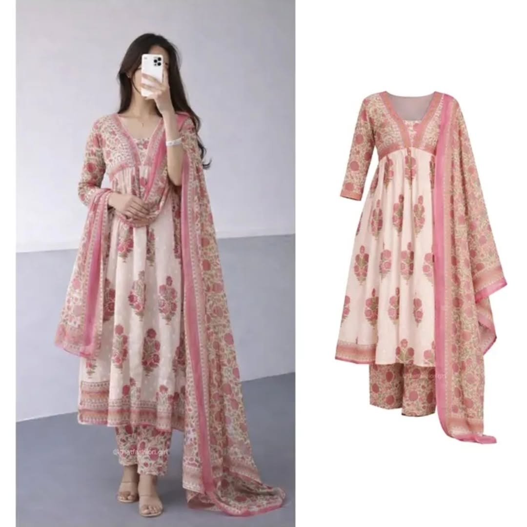 Premium Printed Anarkali Kurta Set With Dupatta