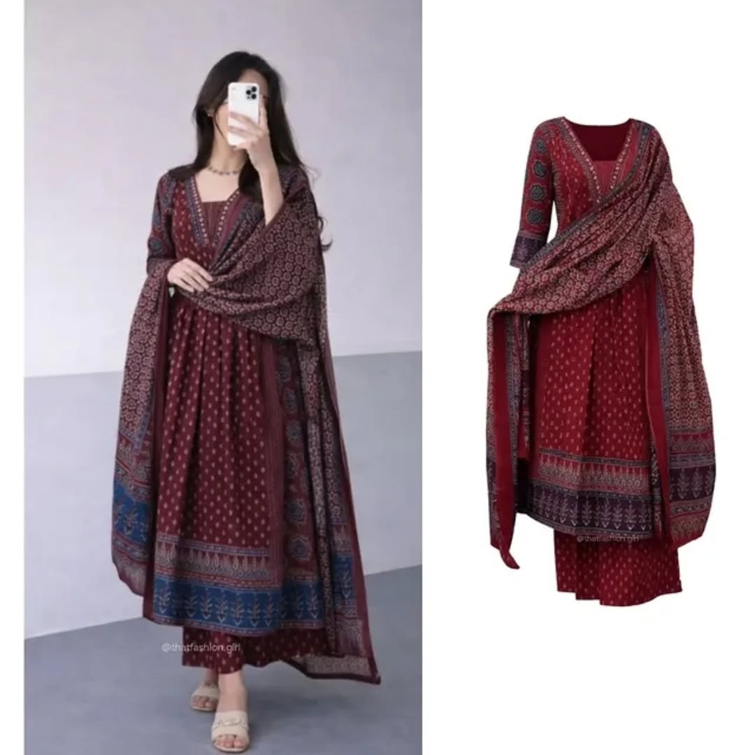 Premium Printed Anarkali Kurta Set With Dupatta - Image 2
