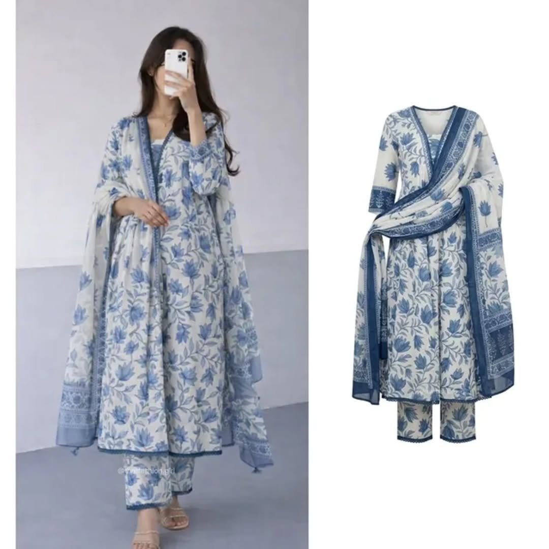 Premium Printed Anarkali Kurta Set With Dupatta - Image 3